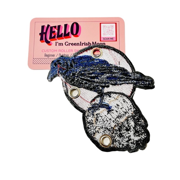 Raven skull shoe charm patch for roller skates and boots    Gothic shoe charms - Picture 4 of 9